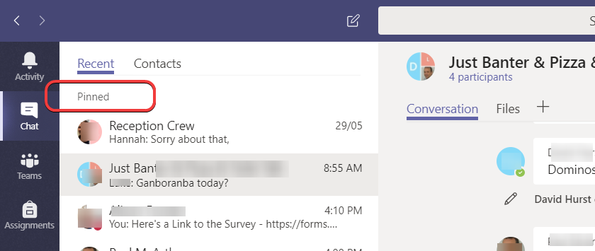 Microsoft Teams banner how to pin a chat