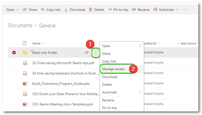 Microsoft Teams How To Create A Read Only Folder In The Files Section   Manage Access 1 