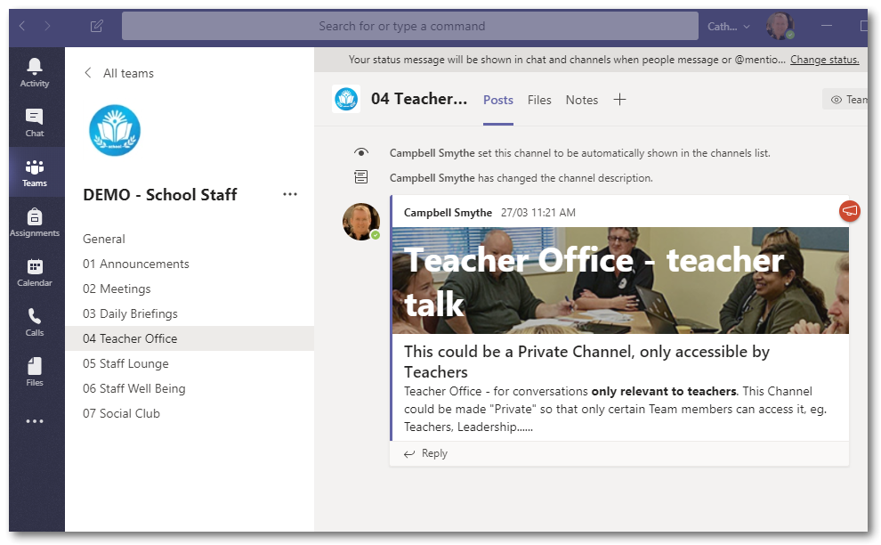 Create a Microsoft Team for your School Staff