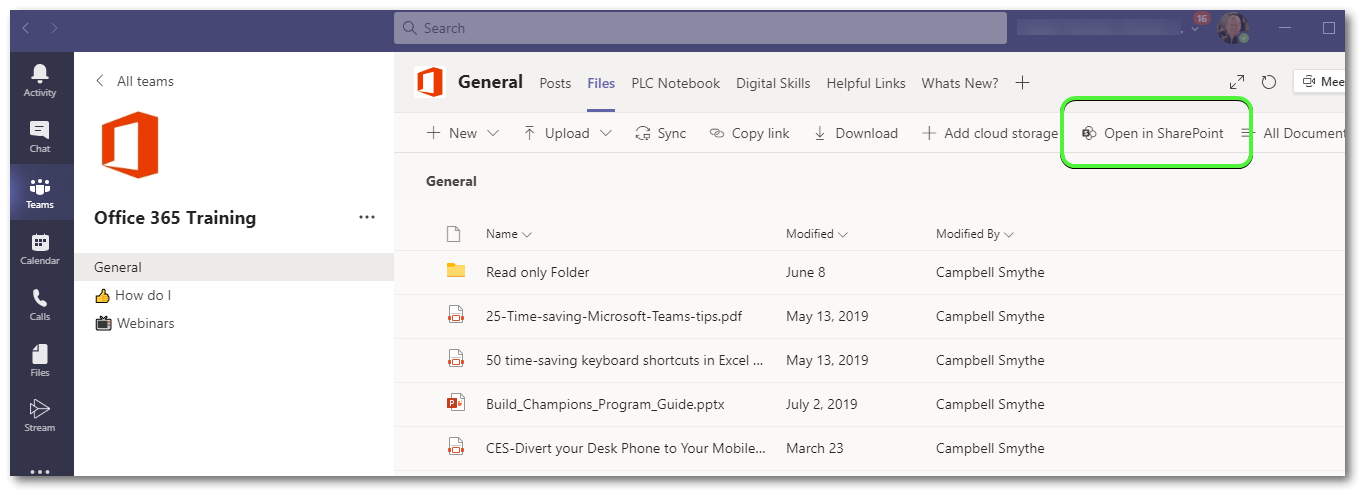 Add a read only file to microsoft teams