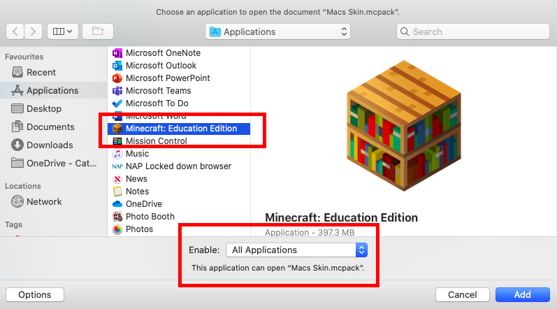 Minecraft: Education Edition – How to add a custom skin on Apple Mac