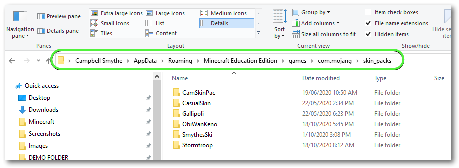 how to delete skins from Minecraft education edition file explorer