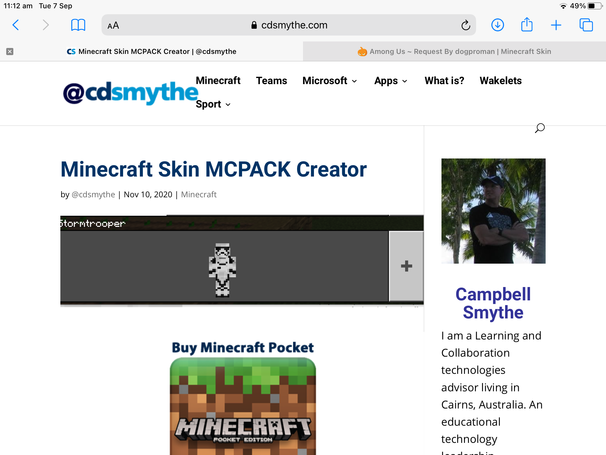 Minecraft: Education Edition – How to add a custom skin on Apple iPad