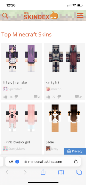 translate  Minecraft Skins