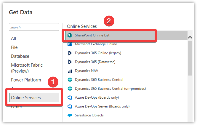 STep 1 connect to sharepoint online list for power bi site pages library