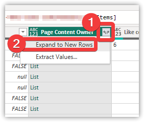 expand new rows - Problem solved - power bi table shows list not persons name